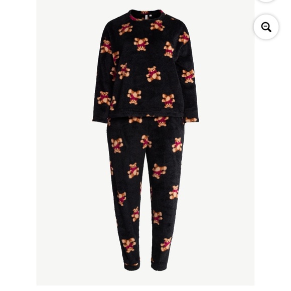 Joyspun Women’s Black Plush Long SleeveTeddy Bear 2 PC Pajama Set Size XL NWT - Picture 6 of 6